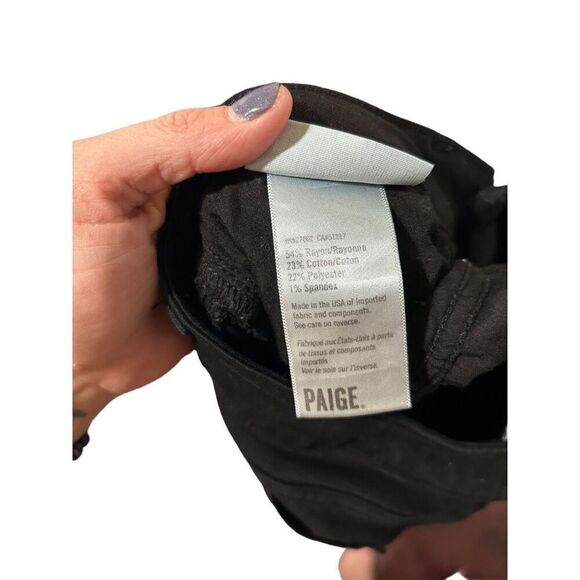 Paige Verdugo Cropped Mid Rise Ankle Skinny Jeans Black Denim Dark Wash Size 30 - Picture 12 of 16